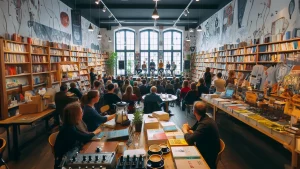 indie book day berlino - talk in una libreria - Immagine creata con l'IA.