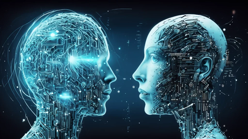 Intelligenza artificiale e l'umanità - Immagine creata con l'IA.