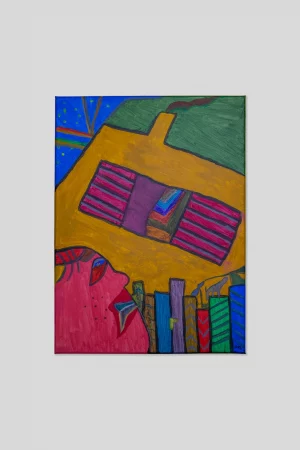 quadro passante silenzioso che fissa la finestra acrilico su tela di giuseppe govinda arte moderna psichedelica