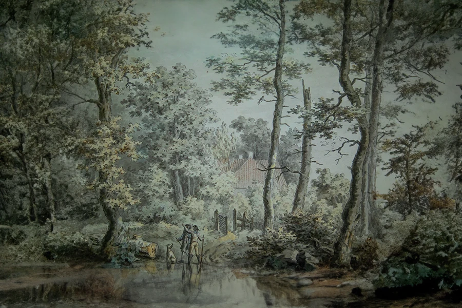 landhaus im laubwald di caspar david friedrich modificato per giuseppegovinda.com con l'intelligenza artificiale