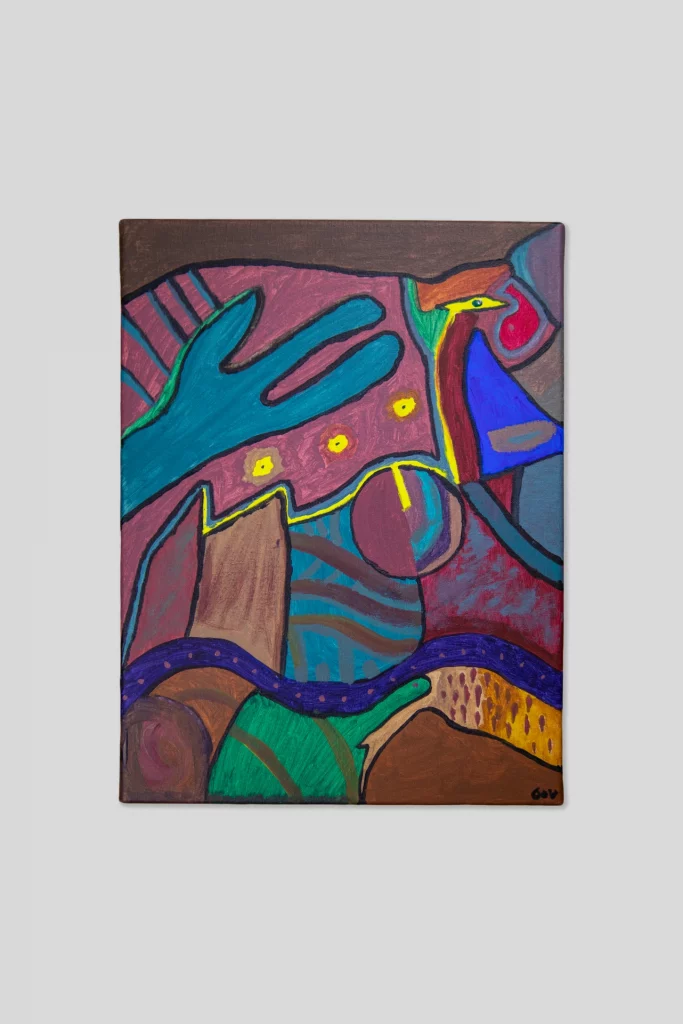 quadro occhio lacrimante e mano a tre dita acrilico su tela di giuseppe govinda arte surrealista contemporanea