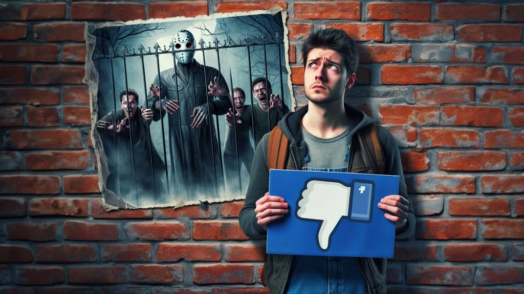 Rappresentazione di Govinda bannato da un gruppo facebook su silent hill. Immagine creata con l'IA.